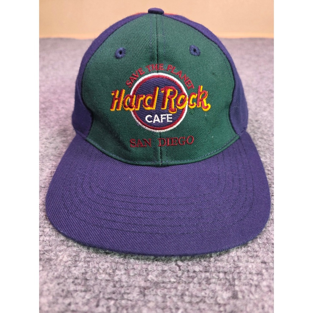 Vintage‎ Hard Rock Cafe Hat OSFA San Diego Snapback Multi Color Wool Blend 90s